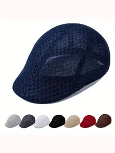 Summer Mesh Flat Cap, Flat Top Design, Ultra Breathable Net Design, Stay Cool While Golfing and Walking, Casual Plain Style, 1pcs