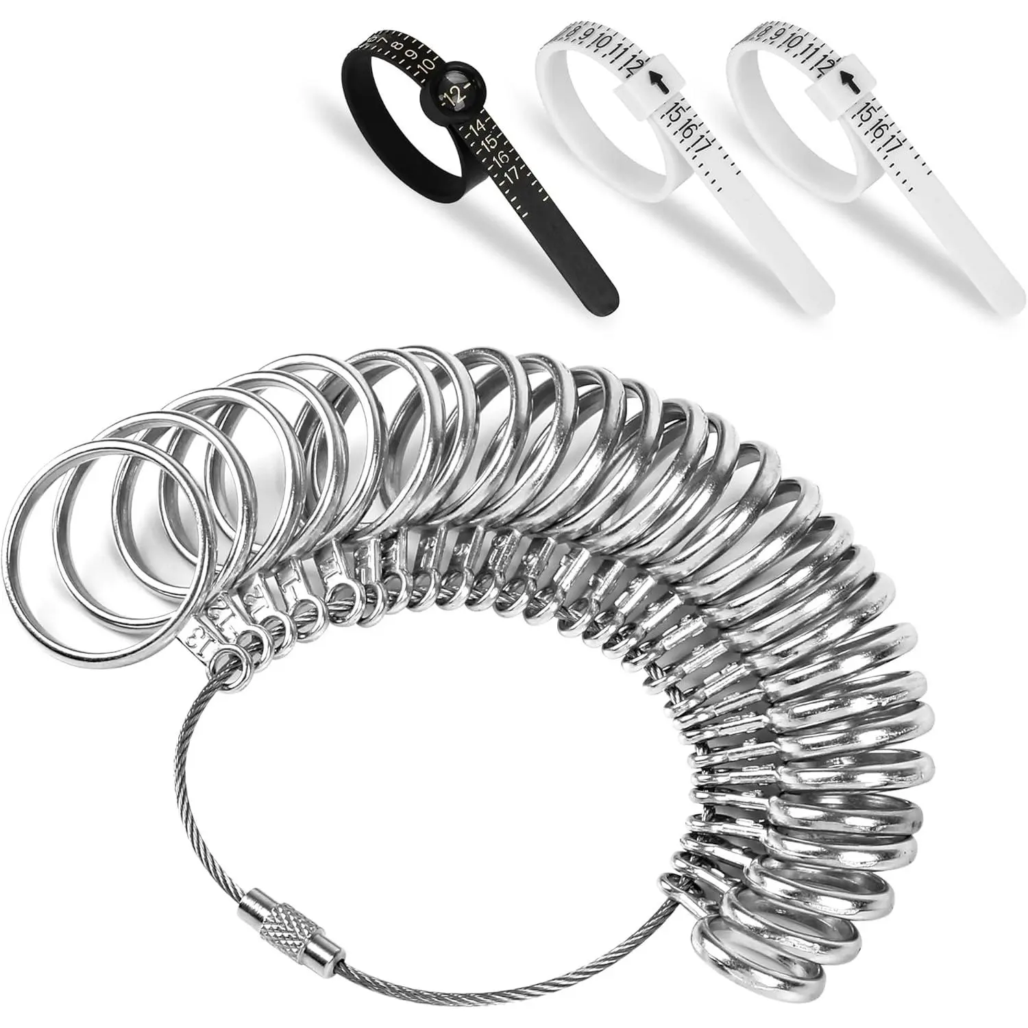 Ring Sizer Measuring Tool  Stainless Steel Ring Size 0-13 with Half Size, 3 count Finger Ring Sizer Measure Gauge