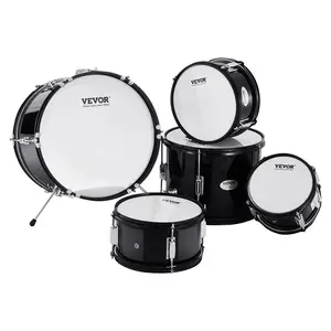 【Summervibes】VEVOR Kids Drum Set, 5-Piece, 16 in Beginner Full Drum Set with Bass Toms Snare Floor Drum Adjustable Throne Cymbal Hi-Hat Pedal and Two Pairs of Drumsticks, Starter Drum Kit for Child Kids, Black