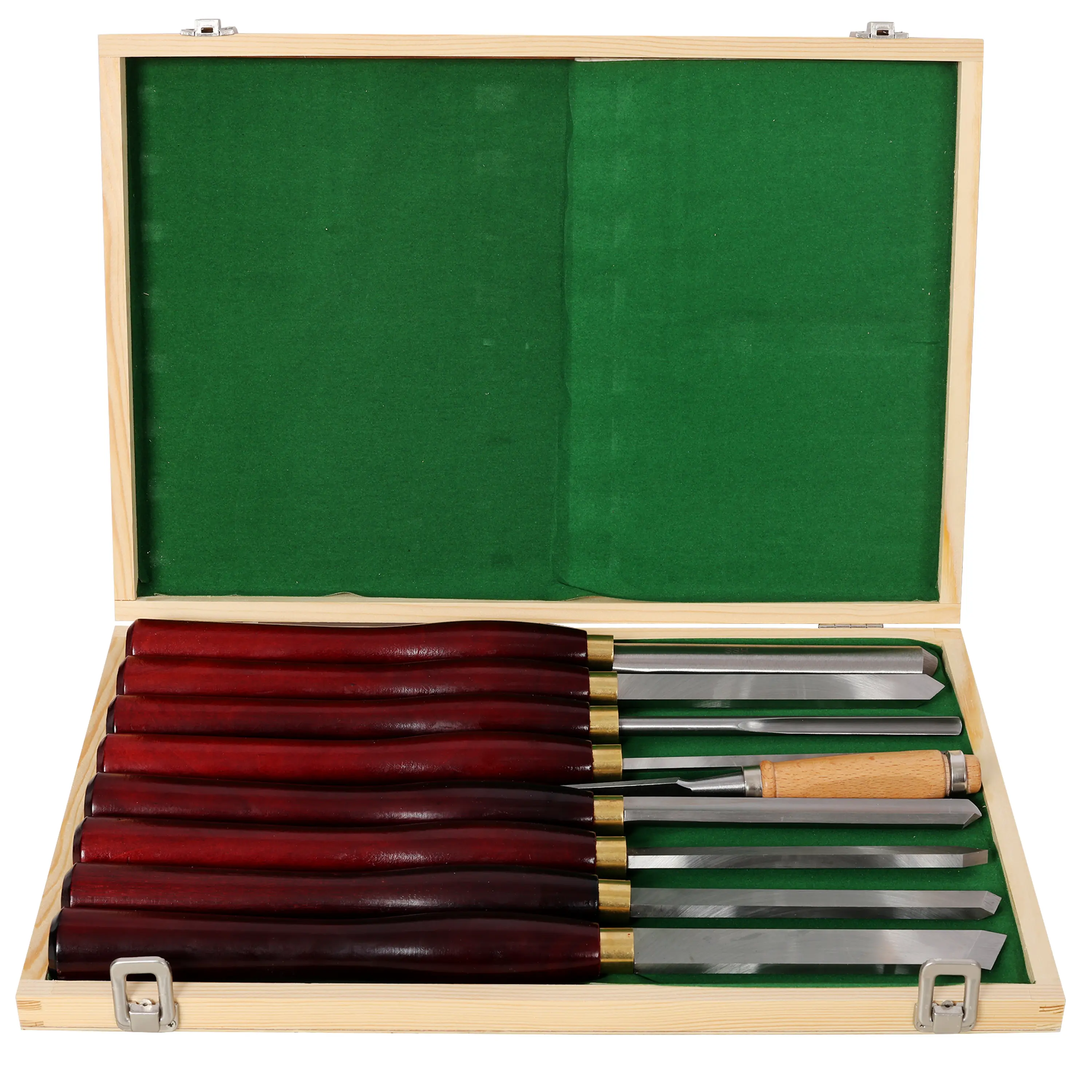 8-Piece High-Speed Steel Wood Lathe Chisel Set with Beech Wood Handles, Professional Turning Gouge Scraper Parting Tool Kit with Storage Case for DIY Woodworking Projects, Spindle Carving