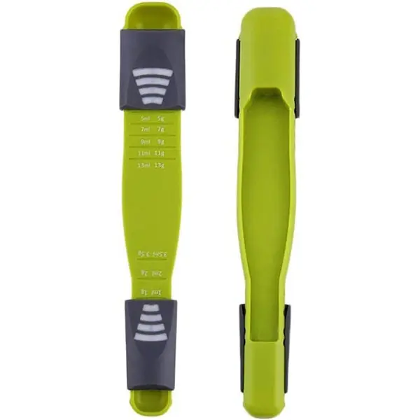 Adjustable Measuring Spoon Green, Creative Double End Adjustable Scale, Measuring Dry/Semi- Liquid Ingredients, Metering Spoon for Baking,Cooking