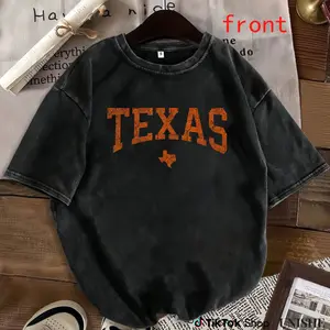 Unisex Texas State Map T-Shirt – Washed Cotton, Short Sleeve Crew Neck for All Seasons