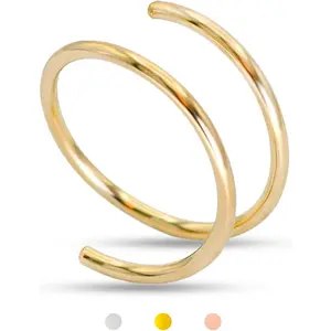 Double Nose Ring Hoop for Single Piercing, 14k Gold Filled & Sterling Silver Spiral Twist Nose Hoop, Stylish Piercing Jewelry for Women and Men