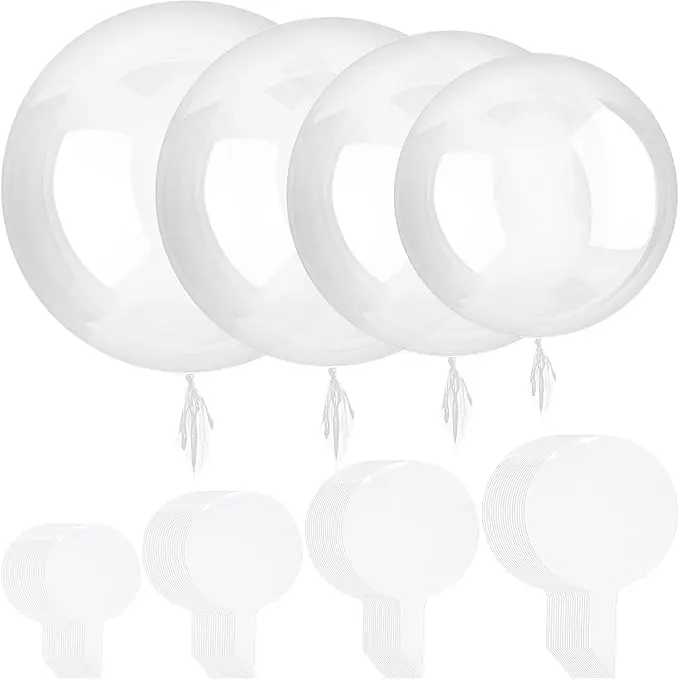 40 Pack Clear Bobo Balloons – 4 Sizes (12-24 Inch) for Stuffing & Decor – Valentine's, Christmas, Wedding, Birthday Party Supplies – Transparent Bubble Balloons for DIY Creative Decor