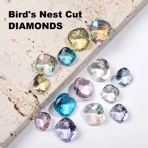 【NO Hole NOT Bead】10mm Fat Square Transparent K9 Glass Crystal Glitter Rhinestones Strass Diamonds Nailart Accessories DIY Craft Decorations Jewelry Making Supplies Home Decor