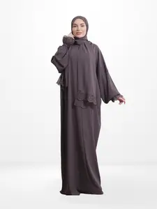 One-Piece Prayer Set Dress & Abaya with attached Hijab - Crepe daily wear