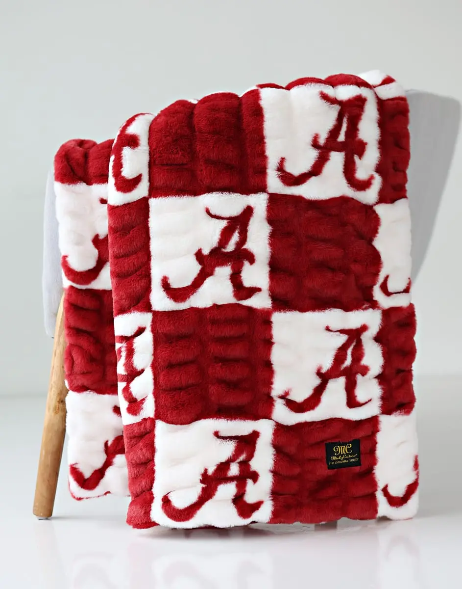 University of Alabama Crimson Tide Gingham Checkered A’s Soft Throw Blanket - Game Day, Home Lounge Use, Multi-Size 30"x36" (30-39 in) for Infants & Adults, Bedding & Linens, Stretchy Plush