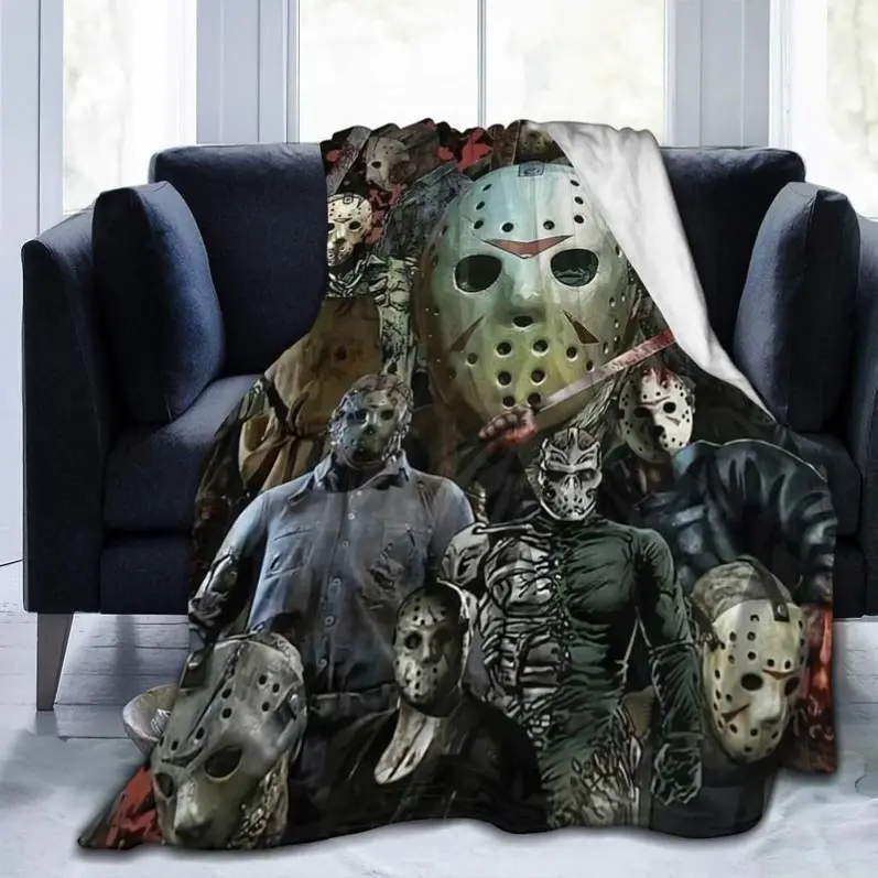Horror Movie Character Art Blanket Throw - Flannel, Lightweight, Wrinkle-Resistant, Comfy and Cozy Bedspread for Bed, Sofa, Living Room - Ideal Gift for Men, Women, Kids, Home Bedroom Decor