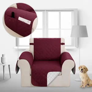 Deconovo Sofa Protector Brushed Fabric Square Quilted Ultrasonic with Non-Slip Dots for Furniture Protection