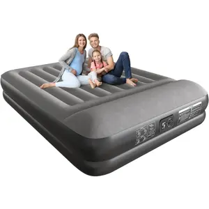Queen Air Mattress Waterproof and Easy-to-Clean, Blow Up Mattress with Built-in Pump, Durable Inflatable Mattress with Pillow Design Suitable for Naps, Hosting a Friend and Camping