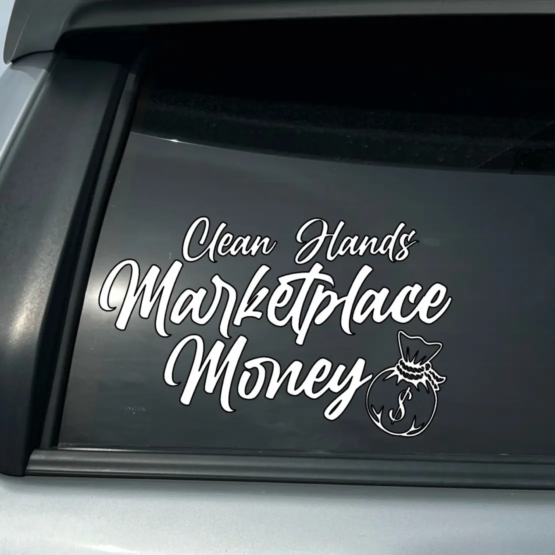 Clean Hands Marketplace Money Decal for Trucks, Cars, and More