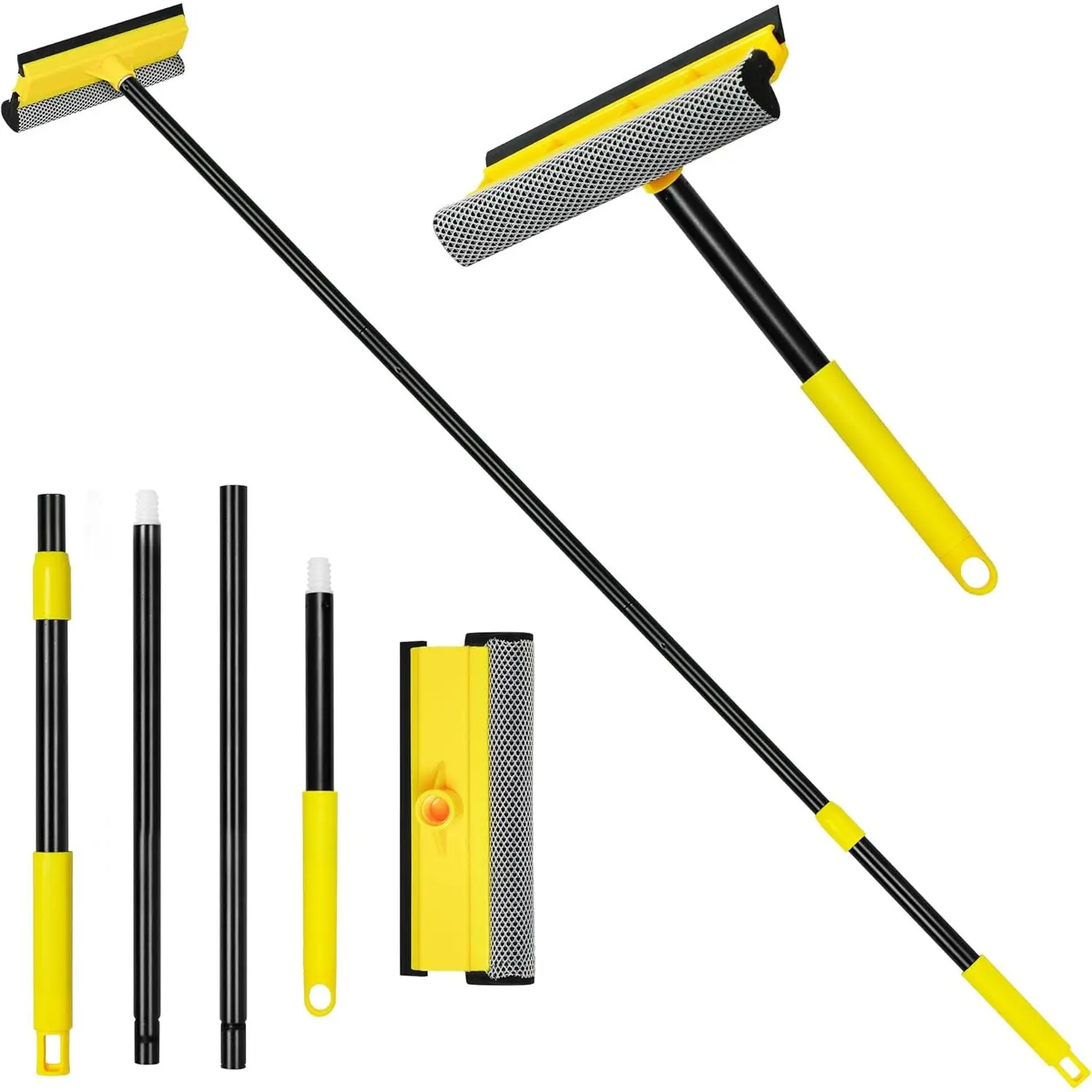 Window  with Extension Pole, 54.5 inches  Windshield Washer Kit with Sponge, Extendable Shower Glass Cleaner Tool for Home Cleaning Mirror Auto  (Short Handle Included)