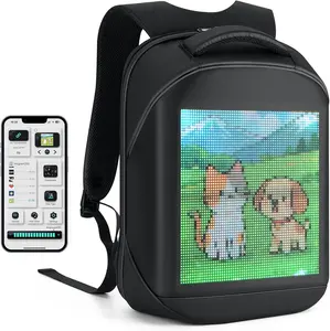 Led Backpack with Programmable Screen,17 inch Waterproof Led Bag,Travel, Motorcycle Backpack,Black
