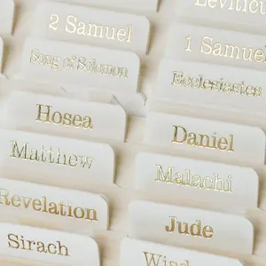 UPAFEXXI-Leather Bible Tabs with Book Summaries, Bible Tabs for Women and Men(Gold Foil Lettering) Large Print Stickers, Easy to Read and Apply, 80 Chapters Labels for Easy Navigation(White)