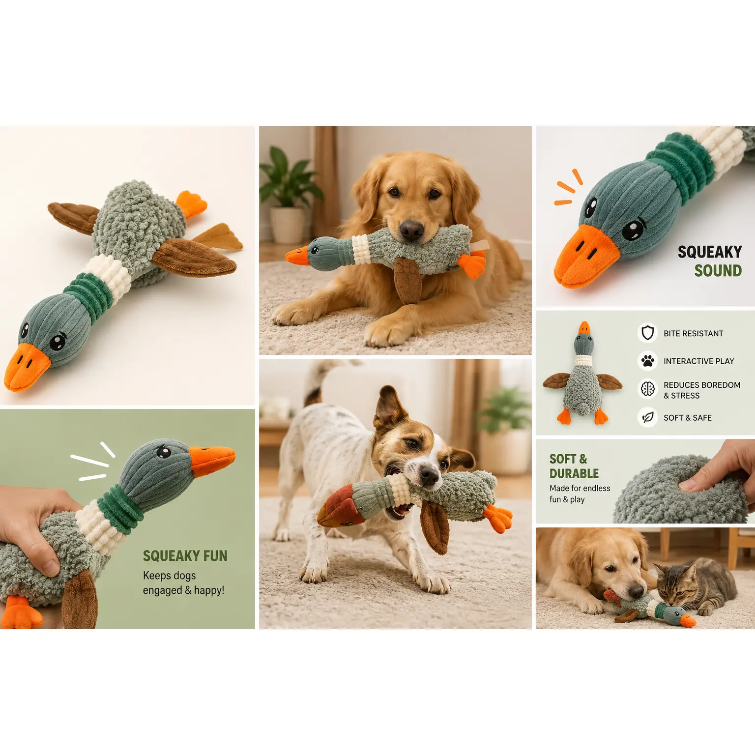 Wild Goose Squeaky Pet Toy - Bite Resistant Dog Toy