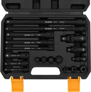 18-Piece Impact Socket Extension Set: 1/4", 3/8", 1/2" Drive Bars, Ratchet Extensions, Socket Adapters, Swivel Joints & Impact Coupler