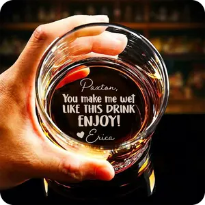 You Make Me Wet Like This Drink Custom Engraved Whiskey Glass High Quality Laser Engraved Personalized Gifts for Couples Home Decor Funny Gift for Men and Women Drinkware