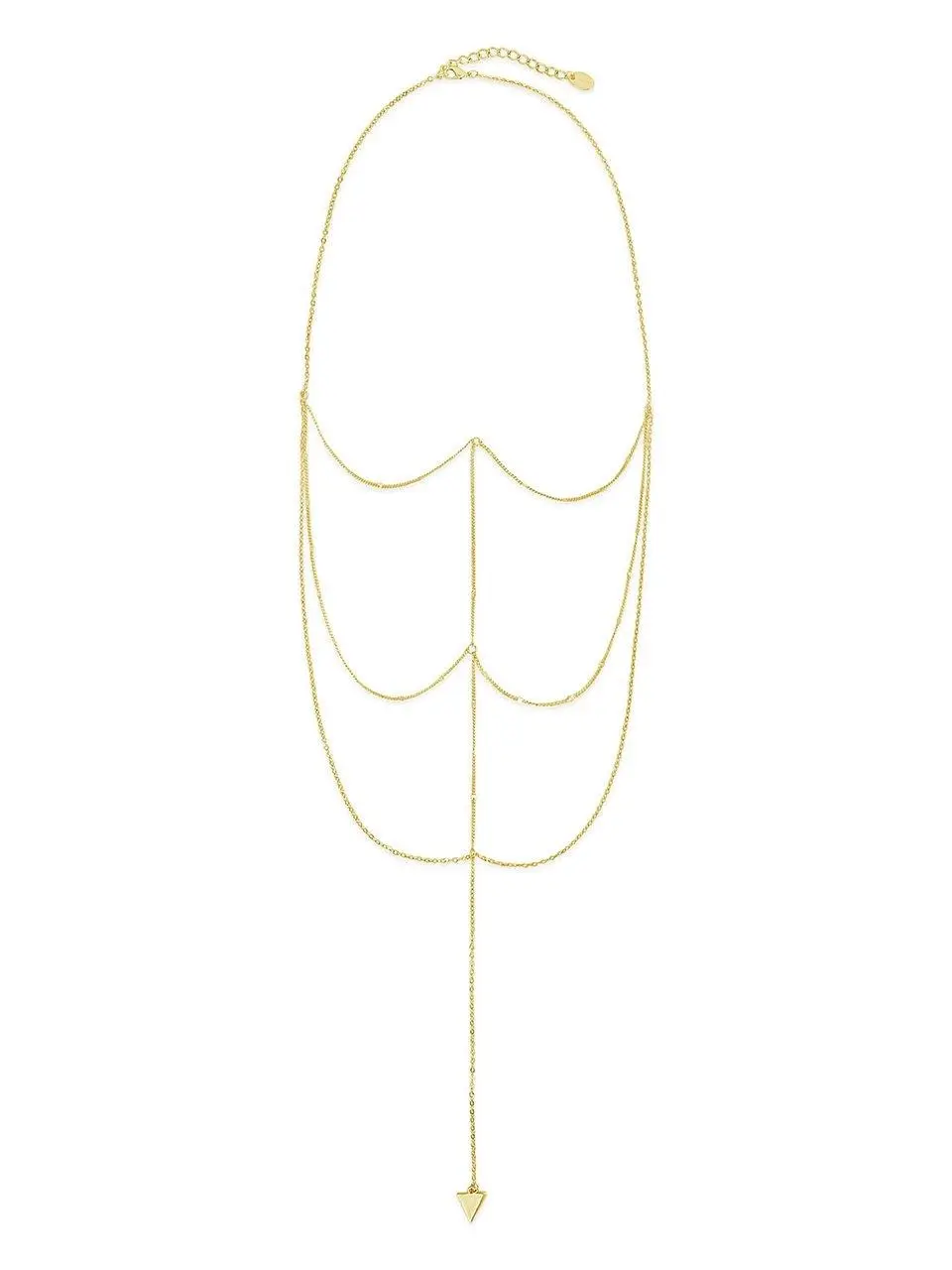 Triple Layer Triangle Drop Chain Necklace