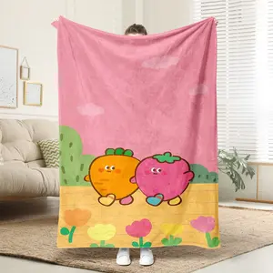 Cute Cartoon Blanket, Soft Flannel Home Sofa Throw, All-Season Gift for Bed Couch Camping Travel Car Decor, Ideal Present