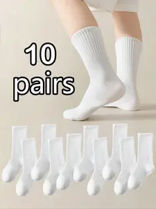 10 Pairs Kids Crew Socks, All-Season Casual Dinosaur Pattern, Comfortable Soft Ankle Socks for Boys, Daily Wear Campus Style School Socks