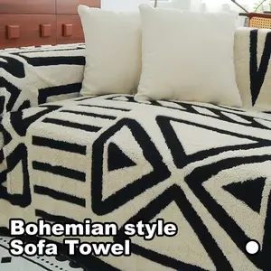 Geometric Pattern Sofa Cover, 1 Count Soft Comfortable Elastic Sofa Slipcover, Dustproof Sofa Protector for Home Living Room Office