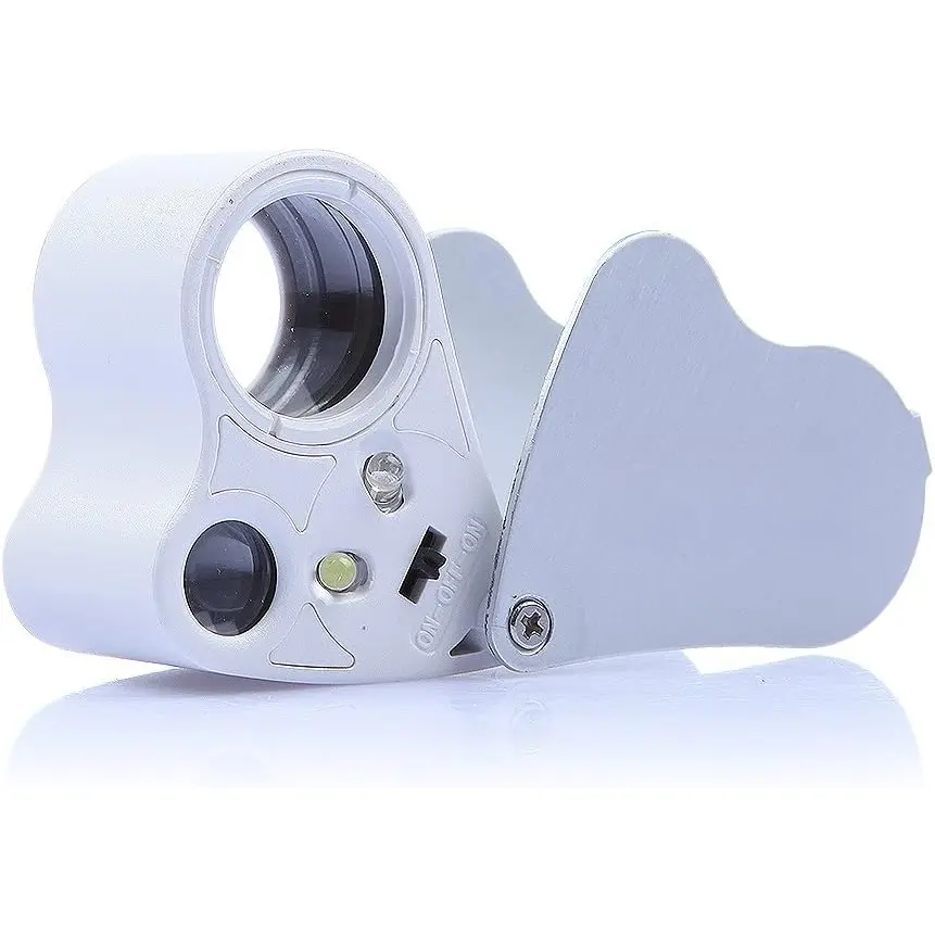 30X 60X Dual Lens LED Illuminated  Magnifier, Pocket Microscope Magnifying Jewelers Eye Loupe Glasses
