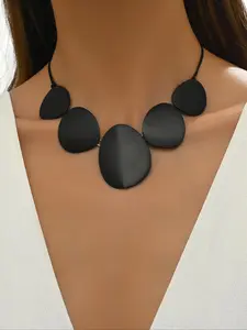 Irregular Geometric Oval Shaped Pendant Necklace, Fashion Jewelry for Party, Daily Clothing Decor, Trendy All-match & Exquisite Jewelry for Birthday Gift, Daily Wear Necklace, Adjustable Necklace