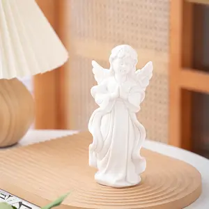 Ancient Chinese Ceramic Craft European Style Angel Figurine, Little Girl Angel Statue, Smooth Glaze Desktop Decor, Home Ornament & Premium Holiday Gift, Ornaments and Handicrafts