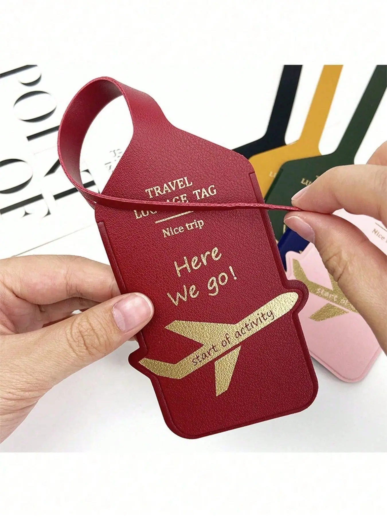 Double-sided PU thickened leather luggage tag, anti-lost luggage tag, boarding pass, Carnival Cruise luggage tag, personalized luggage tag, cute luggage tag, suitcase identification tag, address card, boarding pass, portable label, suitcase hanging tag,