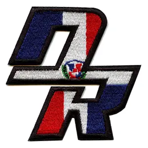 Dominican Republic Travel Patch Initial Flag Script Embroidered Iron On