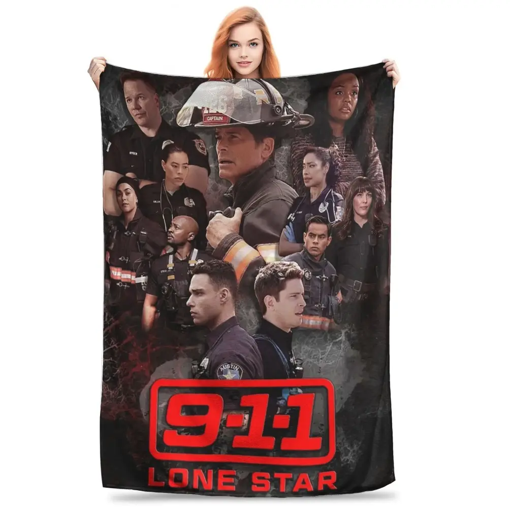 911 Lone Star Inspired Flannel Throw Blanket Soft Breathable Lightweight Cozy Sofa Couch Bed Blanket for Bedroom Living Room Travel Office All Season Plush Bedspread Decorative Gift for Fans Home Decor Aesthetic Blanket Multi Size