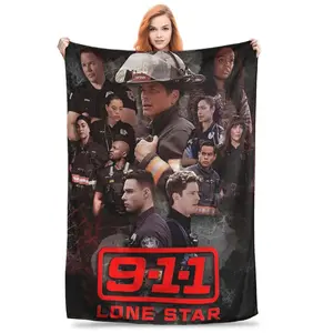 911 Lone Star Inspired Flannel Throw Blanket Soft Breathable Lightweight Cozy Sofa Couch Bed Blanket for Bedroom Living Room Travel Office All Season Plush Bedspread Decorative Gift for Fans Home Decor Aesthetic Blanket Multi Size