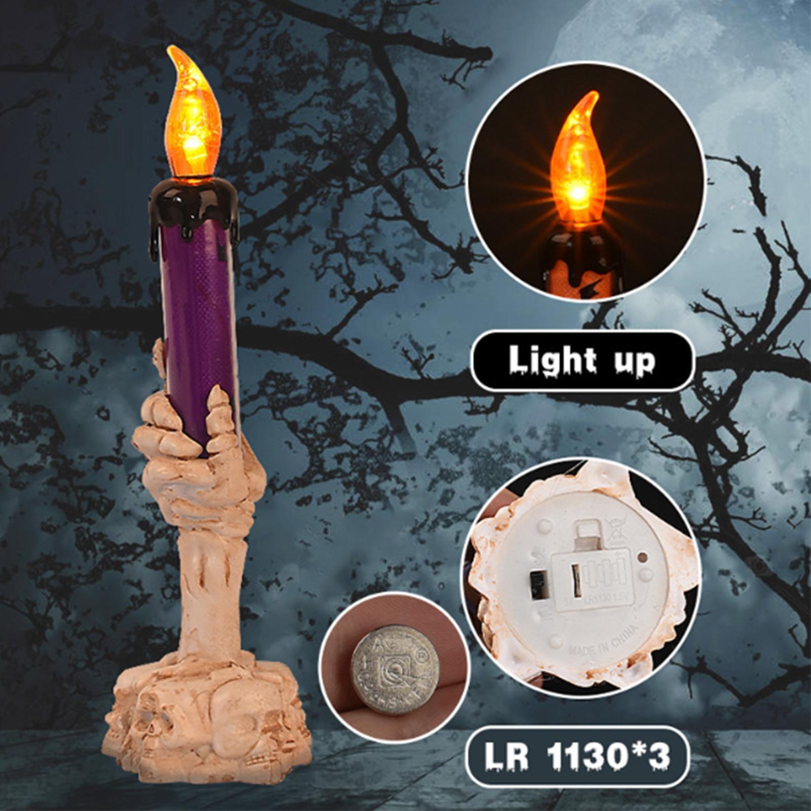 Halloween Skeleton Finger Decorative Candle Holders Ornament, Creative Skeleton Tea Light Holders Resin Desktop Decor, Halloween Home Party Decor and Outdoor & Indoor Decorations