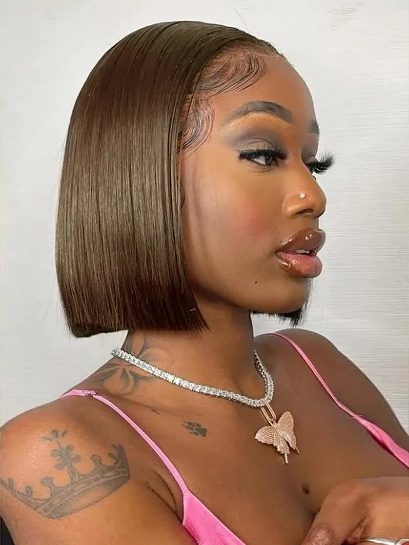 8 Inch SDD Blunt Cut Glueless Bob Wig, 4x4 Lace Frontal Pre 