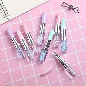 Lipstick Style Glitter Gel Pens Set, Quick Sand Design, 0.5mm Fine Tip, Lightweight Writing Tools for School & Office Use, Ideal Gift for Girls
