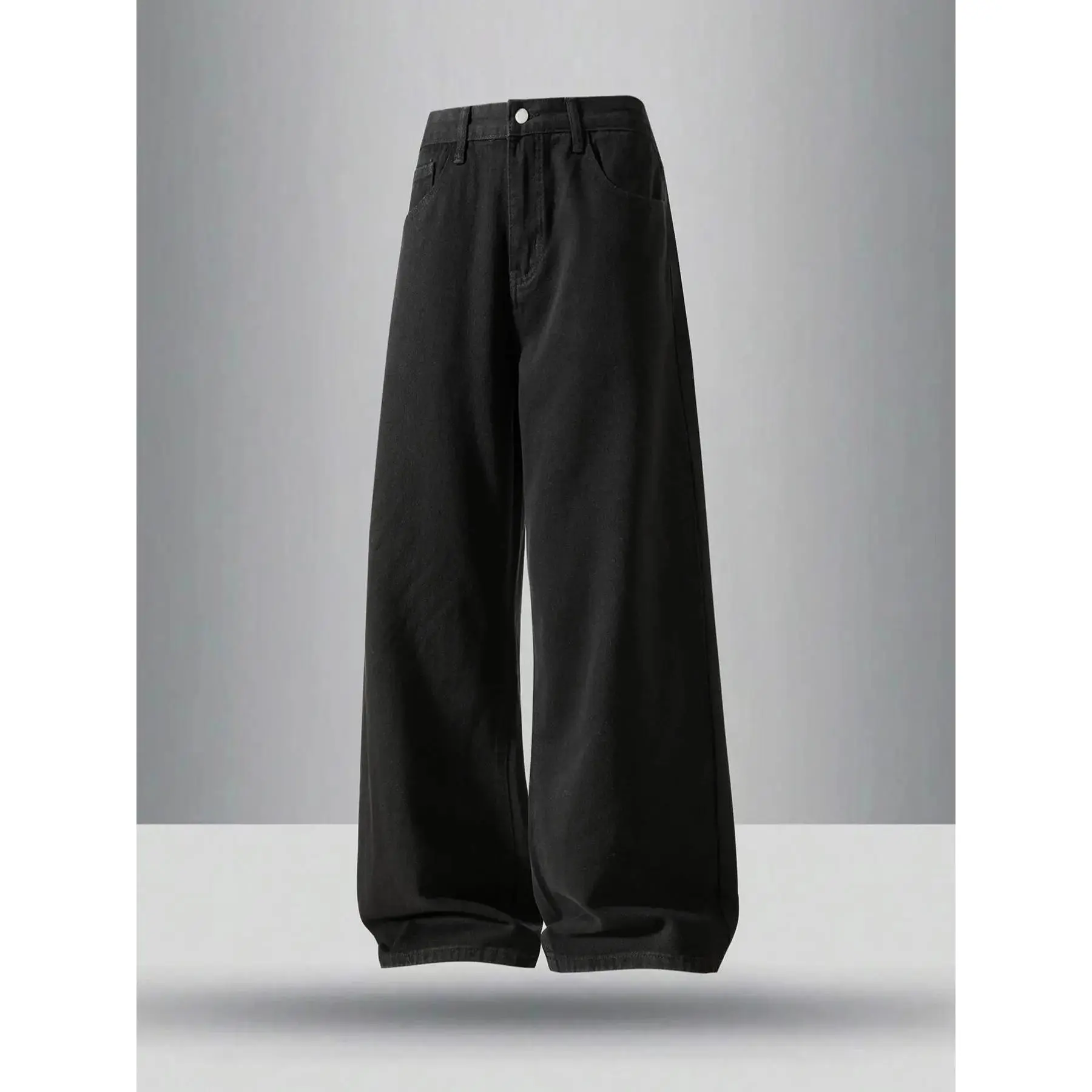 Men's Plain Loose-Fit Wide Leg Jeans - Relaxed, Comfy Minimalist Menswear Denim Trousers for Daily Wear, All-Seasons Woven Bottoms