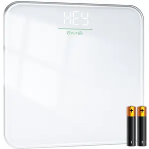 OVUTEK Bathroom Scale for Body Weight, Highly Accurate Digital Weighing Machine for People, Upgraded Batteries Included, Compact Size, LED Display, Physician Scale with Sturdy Tempered Glass, 400lb, White