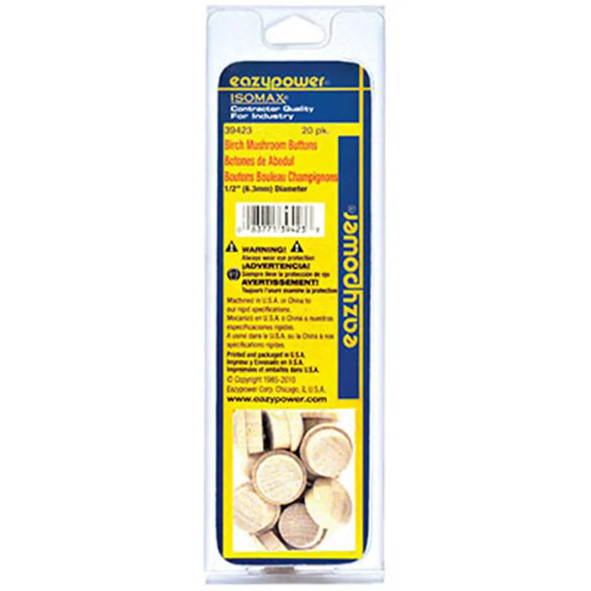 Eazypower Model 39423 Mushroom-Shaped Plugs, Bulk 20-Piece Set, Precisely Sized for 0.5 in. (1/2 In.) Fit