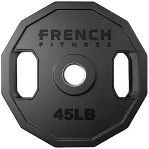 French Fitness Urethane Olympic Weight Plate V2 45 lbs Black (New)