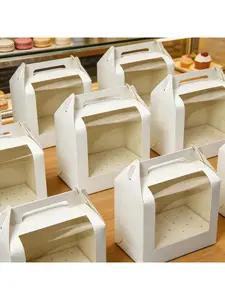 5/1pcs White Cardboard Handheld Lollipop Boxes with Clear Window, Visible Strawberry Chocolate Candy Gift Display Boxes for Handmade Treats.needoh.paper plates