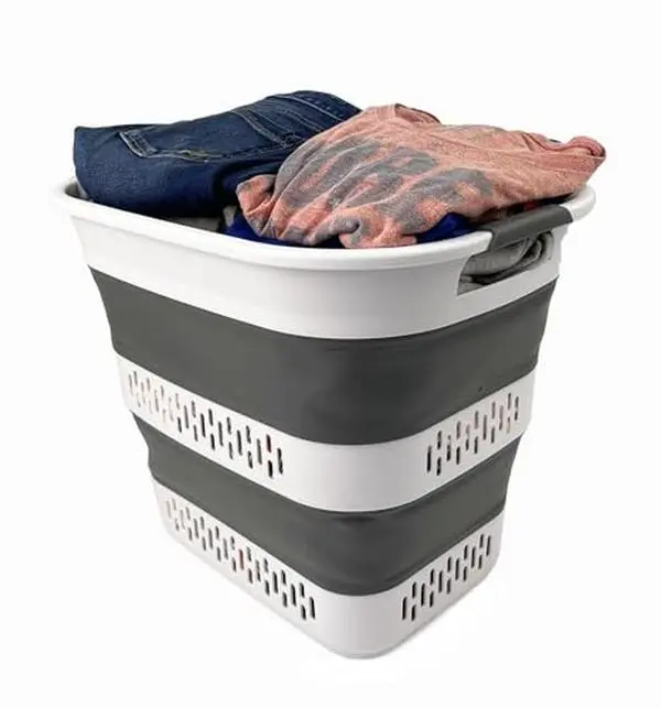 SAMMART 41L (10.8 gallon) Set of 2 Collapsible 3 Handled Plastic Laundry Basket SAMMART 41L (10.8 gallon) Set of 2 Collapsible 3 Handled Plastic Laundry Basket