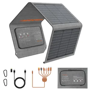 MHPOWOS Solar Panel 40W / 80W / 120W Foldable Portable Solar Charger, Book Sized Mini Charger IP65 Water and Dust Resistance, Ultra-Fast Charging for Camping, Hiking, Outdoor Activities MARBERO Powerstation etc Output Efficiency
