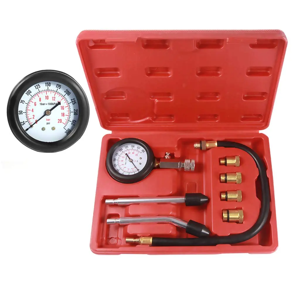 GJANSH 8pcs Petrol Engine Cylinder Compression Tester Kit Automotive Tool Gauge,summervibes