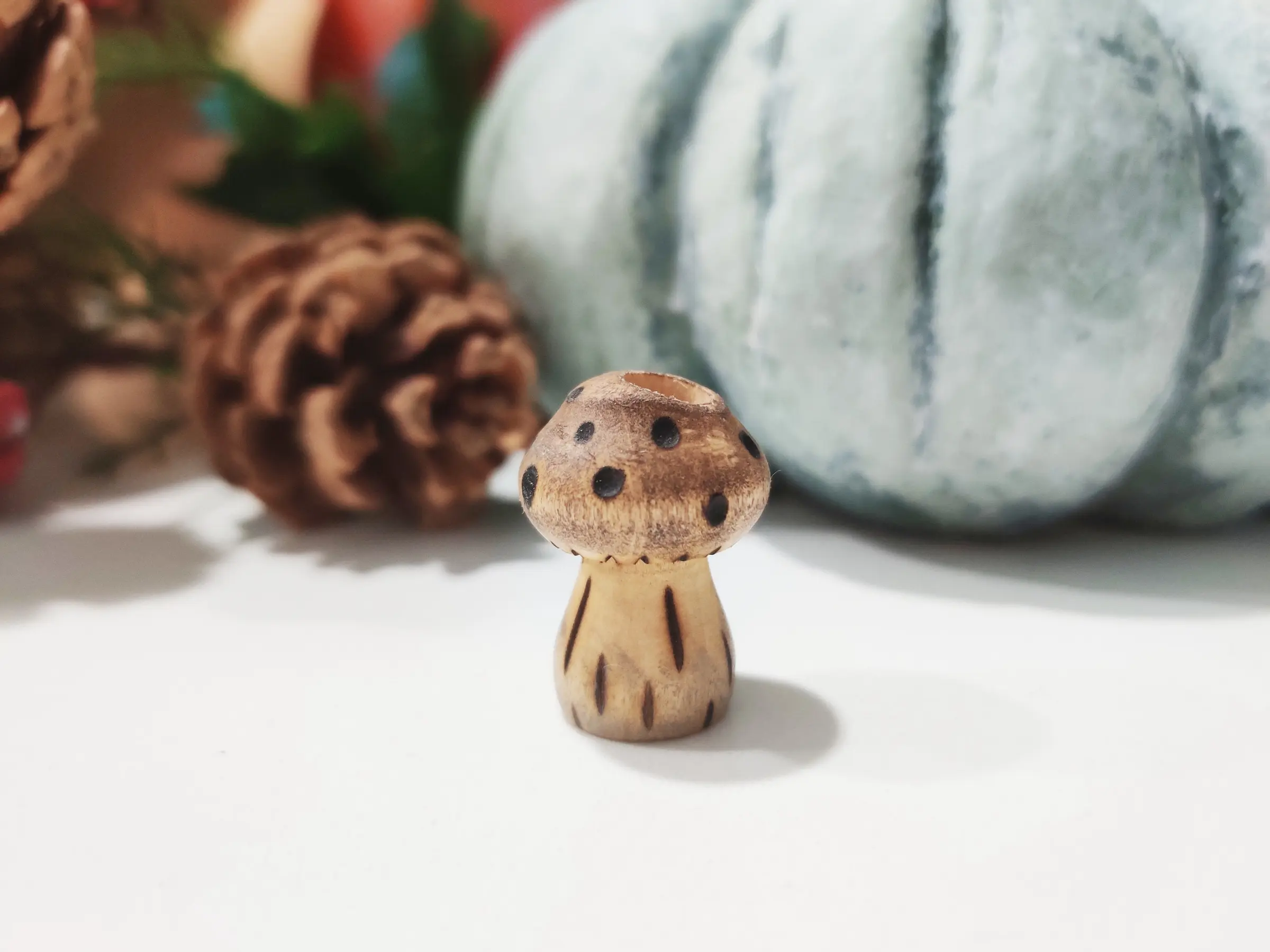 Natural wood mushroom loc bead, dread bead, mushroom bead, hair bead, braid bead, loc tie, dread tie, loc jewelry, hair jewelry, hand carved