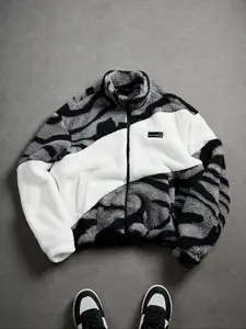 Men's Oversized Zebra Print Fleece Jacket - 2025 Streetwear Trend | Bold Pattern, Plush Comfort for Winter & Daily - Wardrobe Essential! #StreetwearTrend #OversizedJacket #ZebraFashion #2025Trend 🛍️