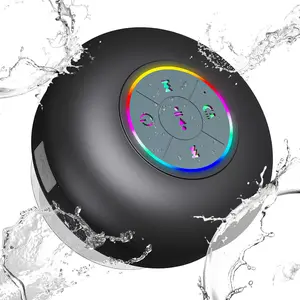 Shower & Outdoor Bluetooth Speaker (10M), Suction Cup Powerhouse IPX7 Waterproof & Dustproof w/RGB Party Lights,LED Light,for Outdoor Party Beach Bathroom