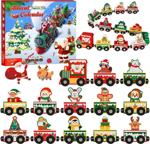 2025 Wooden Magnetic Train Advent Calendar, 24-Day Christmas Countdown with Animal Figures, Montessori Gift for Kids and Toddlers