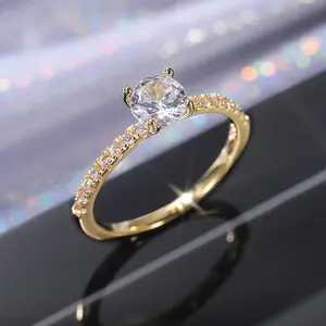 Cubic Zirconia Engagement Rings - Artificial Zircon, Round Cut, Sparkling Gemstone Crystal Rings for Special Occasions, Cubic Zirconia Ring
