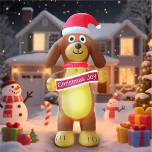 GARIG 10FT Christmas Inflatables Christmas Puppy Outdoor Decorations, Christmas Blow Up Yard Decorations with Built-in LEDs for Xmax Outdoor Party, Yard, Garden Dog