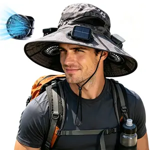 Fan Solar-Powered Bucket Hat - Rechargeable Cooling Sun Protection Cap for Outdoor Fishing, Summer Essential for Anglers,adjustable sunscreen hat,USA Summer Vibe summerwins high airflow, Hat With Fan, Solar Fan Outdoor Hat